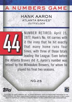 2020 Topps Update - A Numbers Game #NG-25 Hank Aaron Back