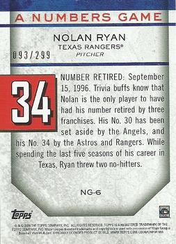 2020 Topps Update - A Numbers Game Black #NG-6 Nolan Ryan Back