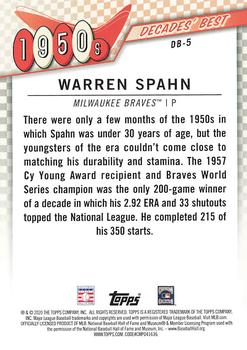 2020 Topps Update - Decades' Best #DB-5 Warren Spahn Back