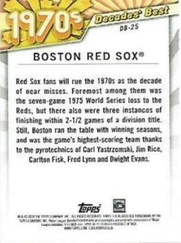 2020 Topps Update - Decades' Best #DB-25 Boston Red Sox Back