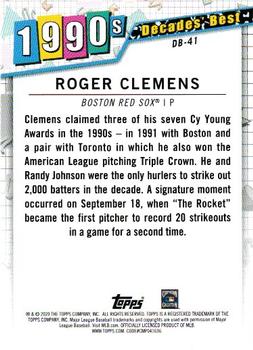 2020 Topps Update - Decades' Best #DB-41 Roger Clemens Back