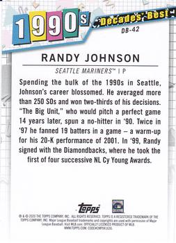 2020 Topps Update - Decades' Best #DB-42 Randy Johnson Back
