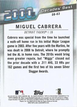 2020 Topps Update - Decades' Best #DB-63 Miguel Cabrera Back