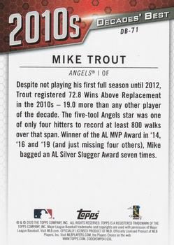 2020 Topps Update - Decades' Best #DB-71 Mike Trout Back