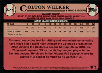 2020 Topps Update - Prospects #P-11 Colton Welker Back