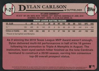 2020 Topps Update - Prospects #P-27 Dylan Carlson Back