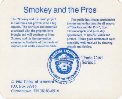 1987 Coins of America Smokey and the Pros #NNO Gary Roenicke Back