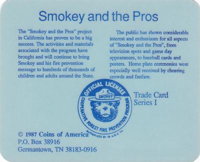 1987 Coins of America Smokey and the Pros #NNO Russ Snyder Back