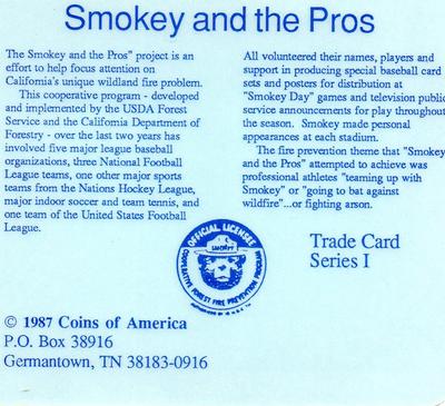 1987 Coins of America Smokey and the Pros #NNO Hobie Landrith Back