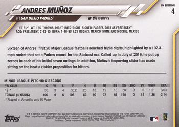 2020 Topps UK Edition #4 Andres Munoz Back