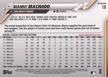 2020 Topps UK Edition #10 Manny Machado Back