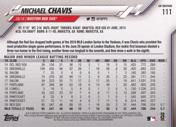 2020 Topps UK Edition #111 Michael Chavis Back