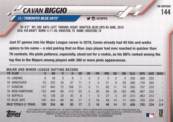 2020 Topps UK Edition #144 Cavan Biggio Back