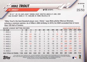 2020 Topps UK Edition - Purple #1 Mike Trout Back
