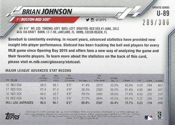 2020 Topps Update - Advanced Stat #U-89 Brian Johnson Back