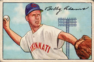 1952 Bowman #166 Bobby Adams Front