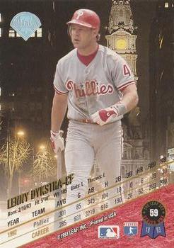 1993 Leaf #59 Lenny Dykstra Back