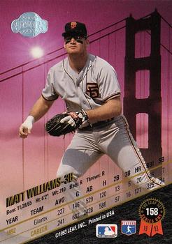 1993 Leaf #158 Matt Williams Back