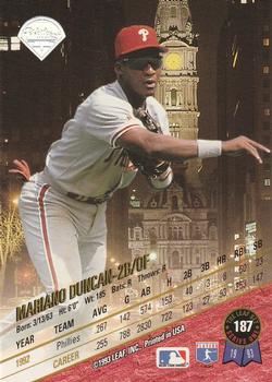 1993 Leaf #187 Mariano Duncan Back