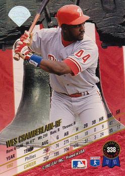 1993 Leaf #338 Wes Chamberlain Back