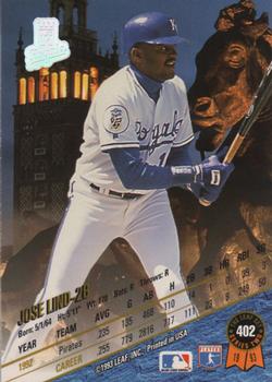1993 Leaf #402 Jose Lind Back