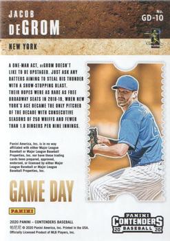 2020 Panini Contenders - Game Day #GD-10 Jacob deGrom Back