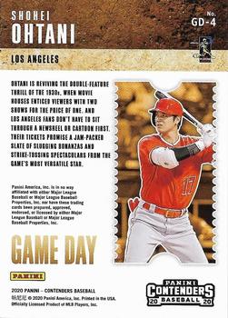 2020 Panini Contenders - Game Day Cracked Ice #GD-4 Shohei Ohtani Back