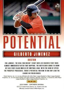 2020 Panini Contenders - Potential #P-2 Gilberto Jimenez Back