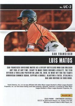 2020 Panini Contenders - Up and Coming #UC-2 Luis Matos Back