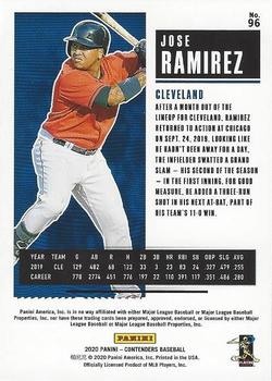 2020 Panini Contenders - Season Ticket Purple #96 Jose Ramirez Back