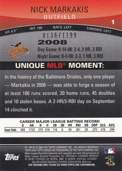 2009 Topps Unique - Red #1 Nick Markakis Back