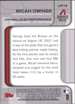 2009 Topps Unique - Unparalleled Performances #UP19 Micah Owings Back