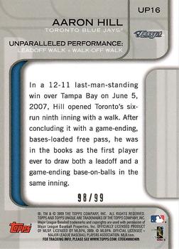 2009 Topps Unique - Unparalleled Performances Bronze #UP16 Aaron Hill Back