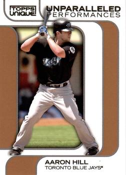 2009 Topps Unique - Unparalleled Performances Bronze #UP16 Aaron Hill Front