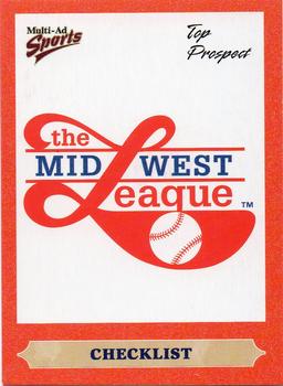 1999 Multi-Ad Midwest League Top Prospects #1 Checklist Front