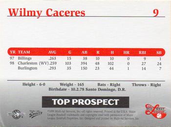 1999 Multi-Ad Midwest League Top Prospects #9 Wilmy Caceres Back