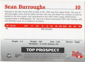 1999 Multi-Ad Midwest League Top Prospects #10 Sean Burroughs Back