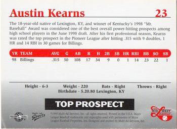 1999 Multi-Ad Midwest League Top Prospects #23 Austin Kearns Back