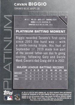 2020 Bowman Platinum #57 Cavan Biggio Back
