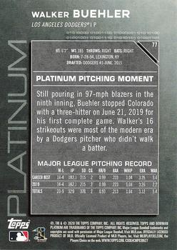 2020 Bowman Platinum #77 Walker Buehler Back