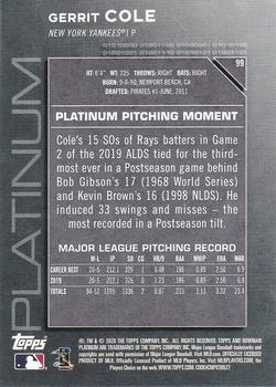 2020 Bowman Platinum #99 Gerrit Cole Back