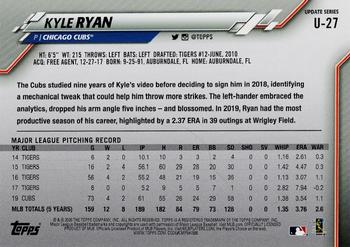 2020 Topps Update - Royal Blue #U-27 Kyle Ryan Back