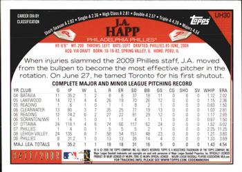 2009 Topps Updates & Highlights - Gold #UH30 J.A. Happ Back