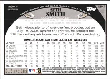 2009 Topps Updates & Highlights - Gold #UH44 Seth Smith Back