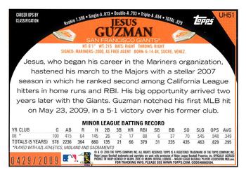 2009 Topps Updates & Highlights - Gold #UH51 Jesus Guzman Back