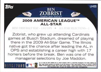 2009 Topps Updates & Highlights - Gold #UH55 Ben Zobrist Back