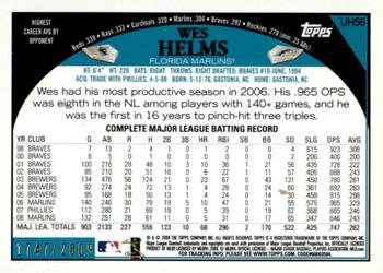 2009 Topps Updates & Highlights - Gold #UH56 Wes Helms Back