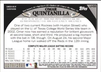 2009 Topps Updates & Highlights - Gold #UH58 Omar Quintanilla Back