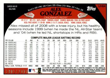 2009 Topps Updates & Highlights - Gold #UH64 Alex Gonzalez Back
