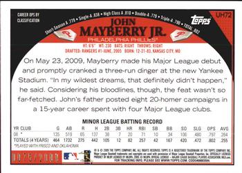 2009 Topps Updates & Highlights - Gold #UH72 John Mayberry Jr. Back
